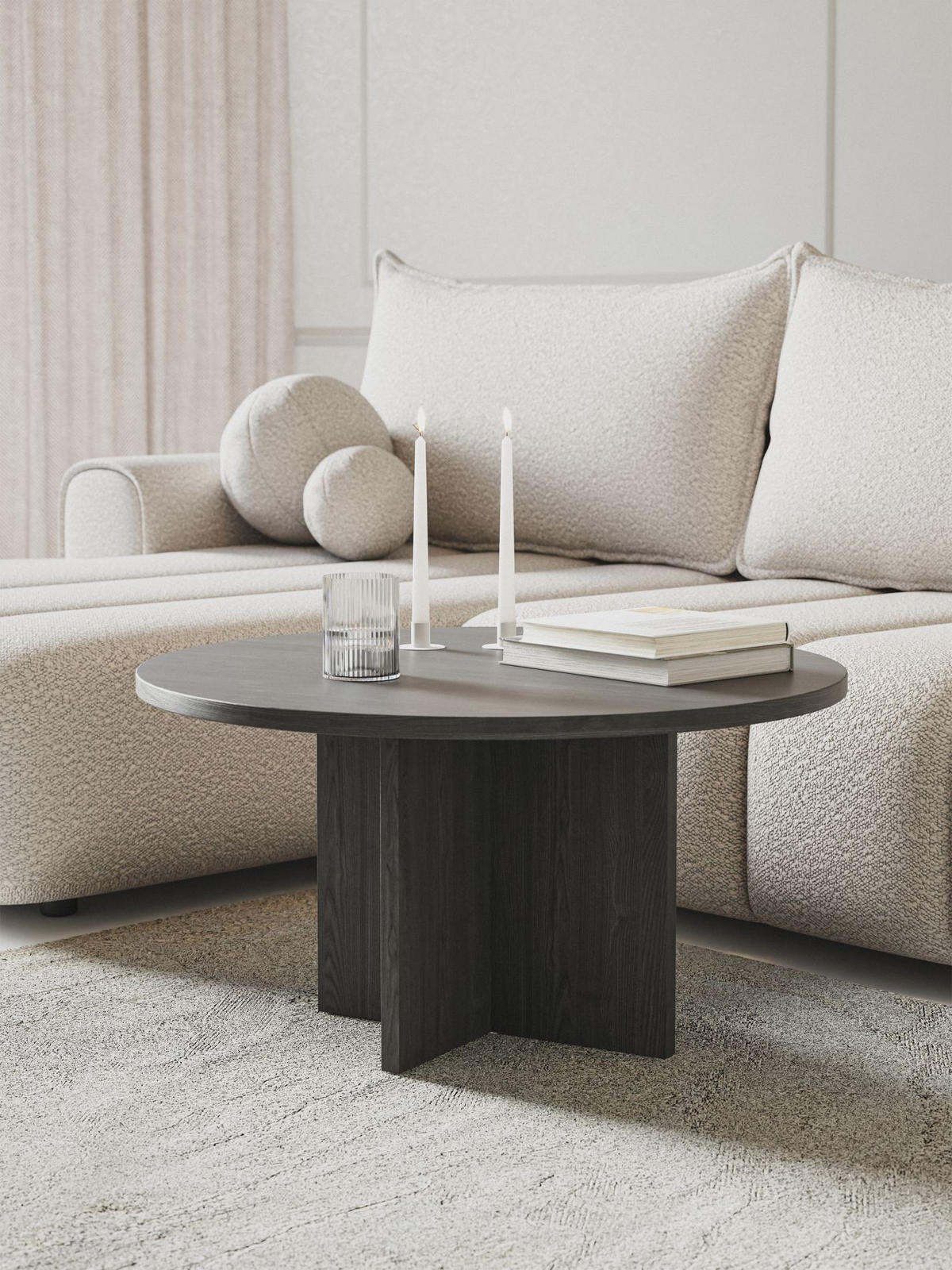 COUCHTISCH Ovo Holzoptik Esche Portland 76x76 cm - Schwarz, Holzwerkstoff (76/76/40cm) - Selsey