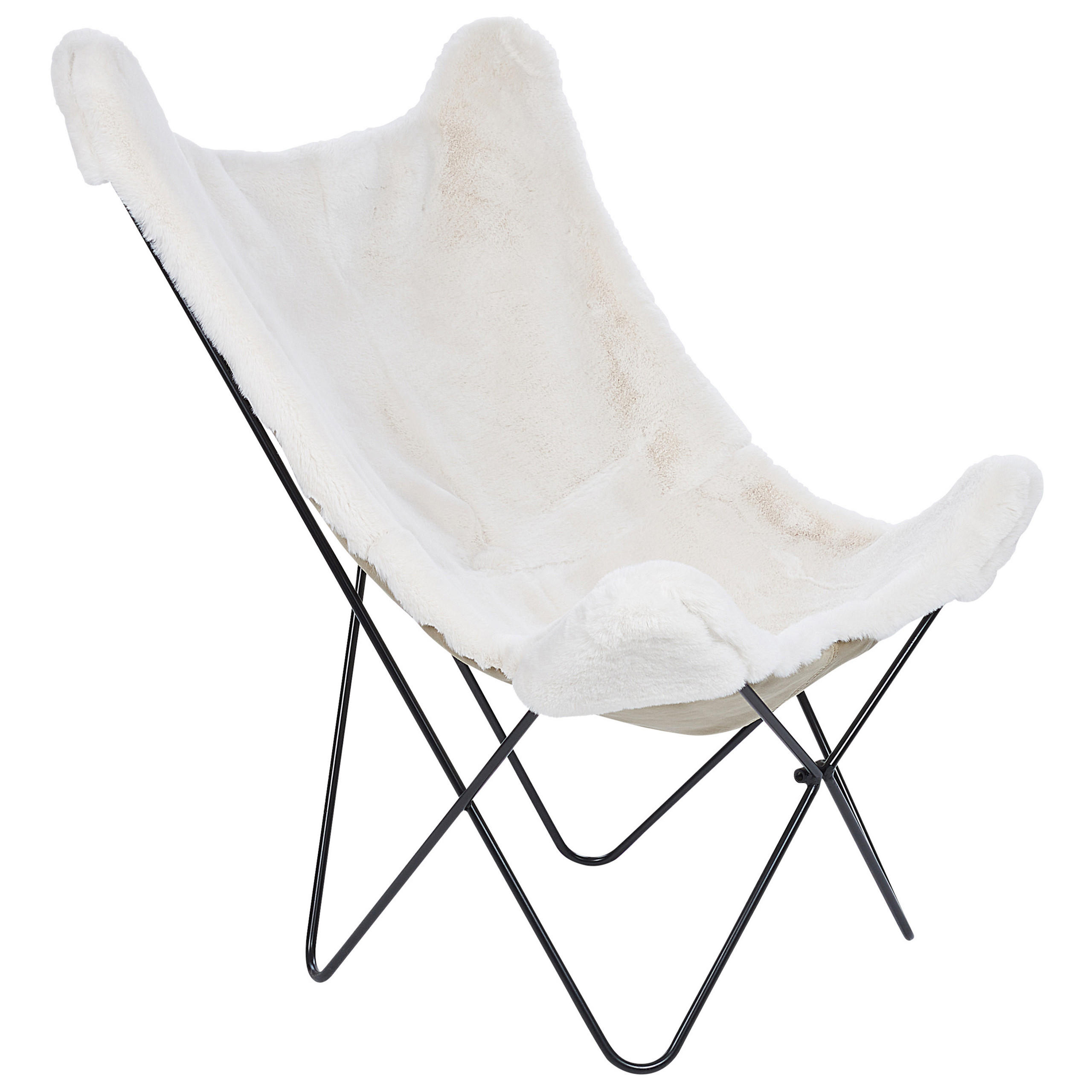 SCHMETTERLINGSSESSEL Kunstleder Weiß Nybro - Weiß, Textil/Metall (70/99/85cm) - Beliani