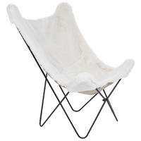 SCHMETTERLINGSSESSEL Kunstleder Weiß Nybro - Weiß, Textil/Metall (70/99/85cm) - Beliani