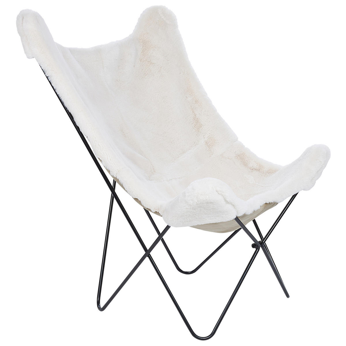 SCHMETTERLINGSSESSEL Kunstleder Weiß Nybro - Weiß, Textil/Metall (70/99/85cm) - Beliani