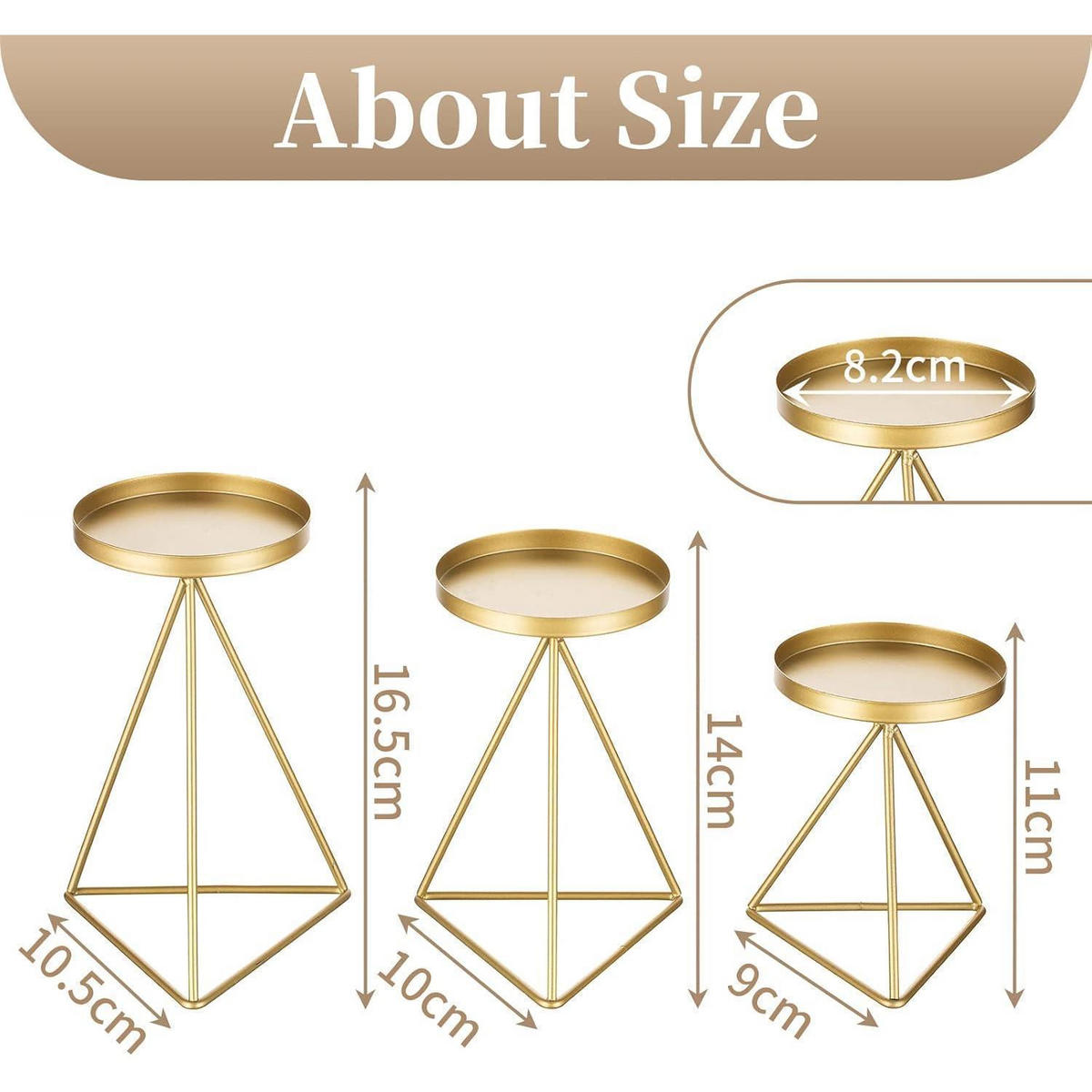 KERZENSTÄNDER 3er Set Metall Gold - Goldfarben, Metall (10/10/16cm)