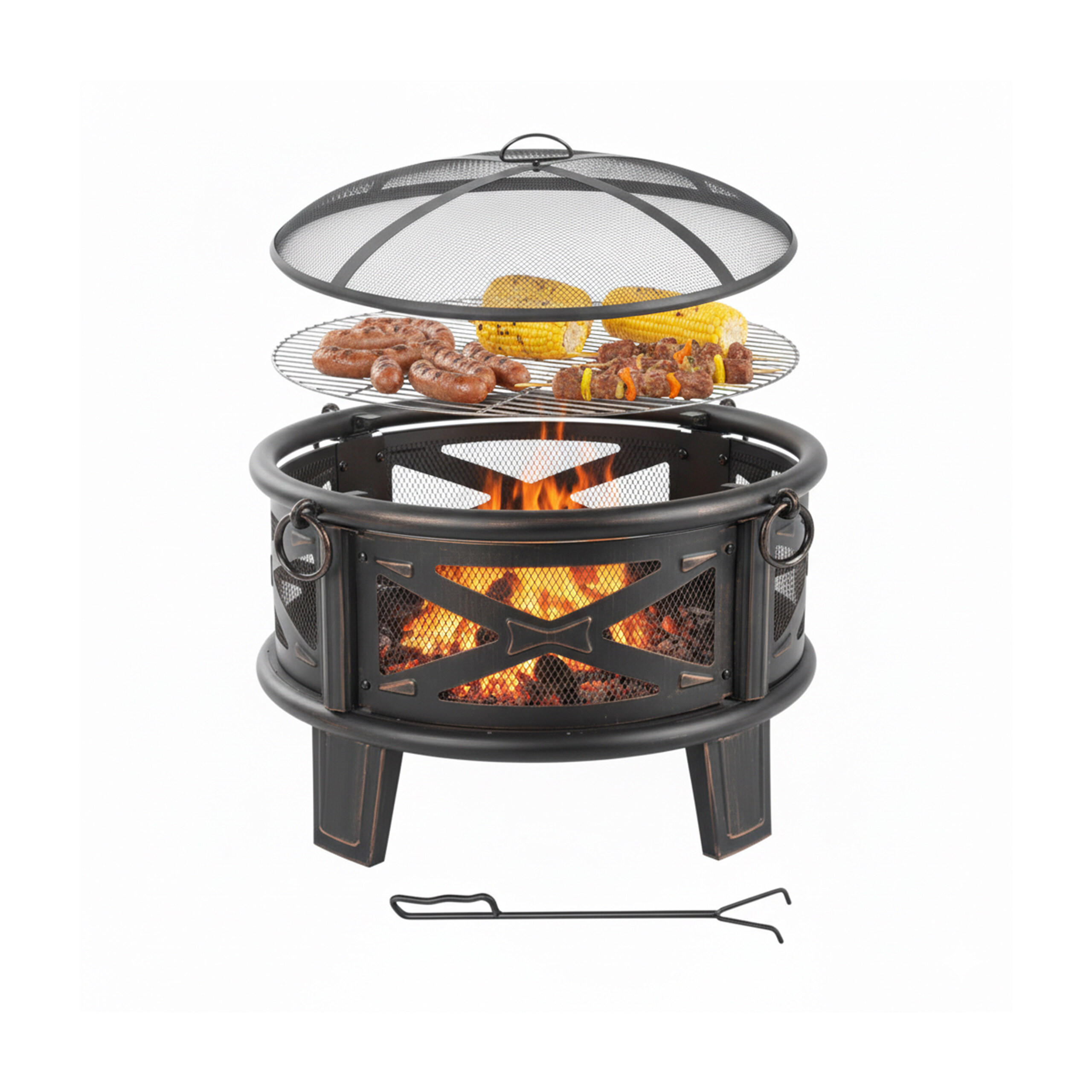 Relaxdays Feuerschale Schwarz 66x58x66 cm