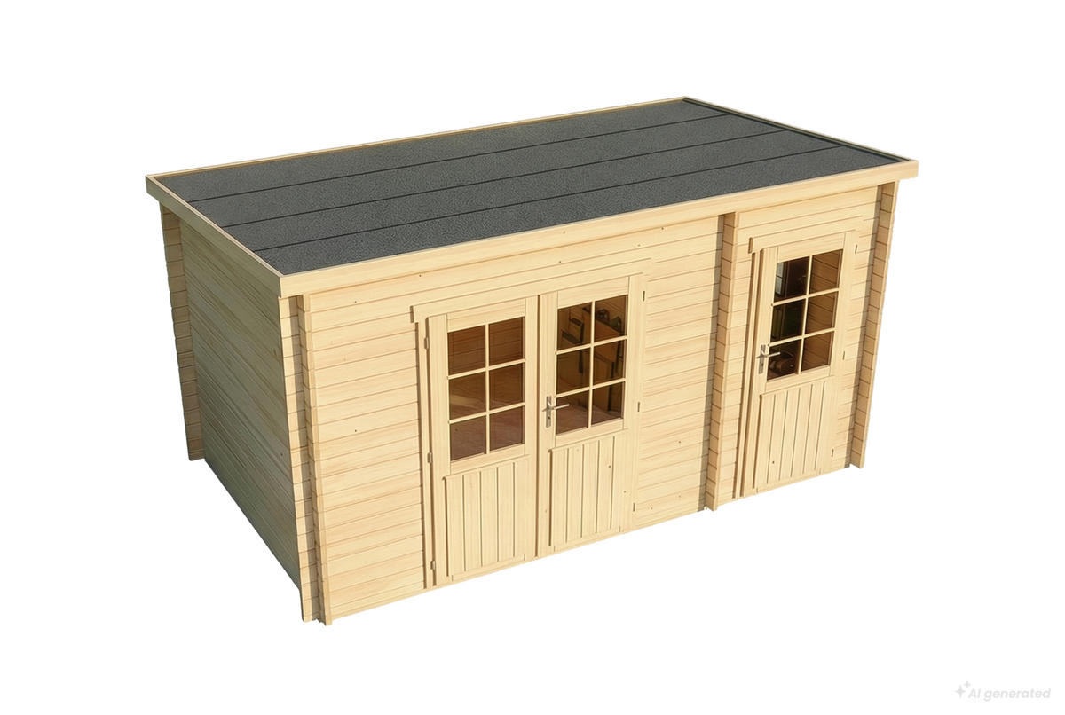 GARTENHAUS Holz Maria mit Anbau - Naturfarben, Holz (450/228/272cm) - Alpholz