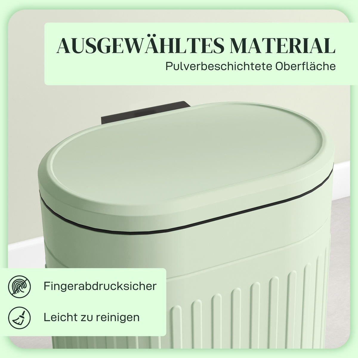 MÜLLEIMER Metall Kunststoff Grün - Grün, Metall (31.2/45/36.5cm) - HOMCOM
