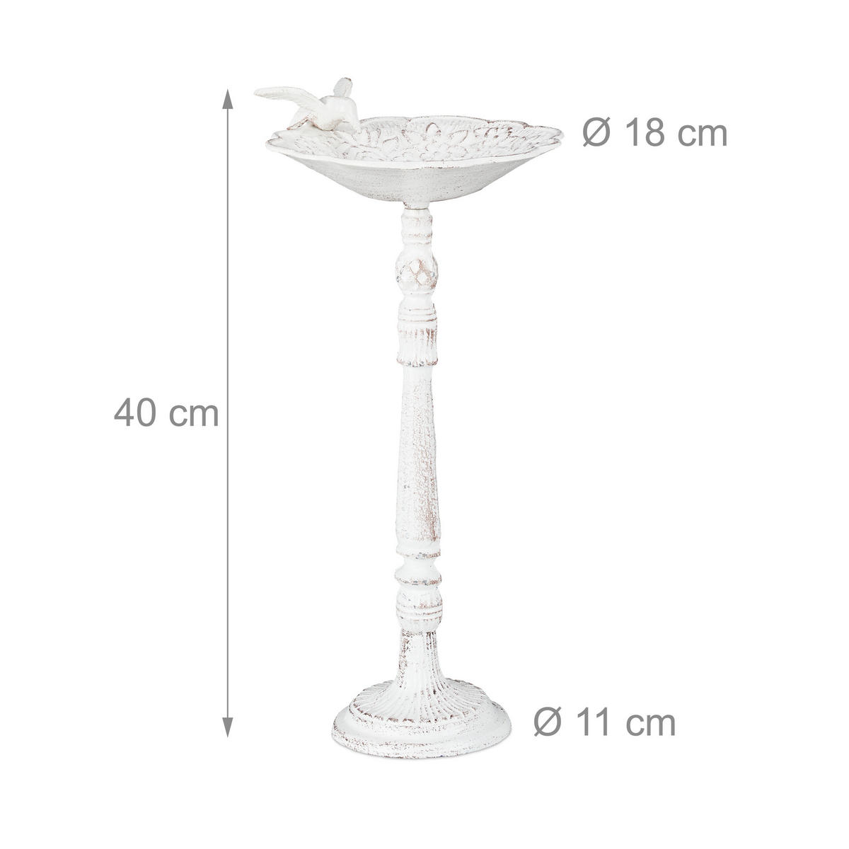 VOGELTRÄNKE - Weiß, Metall (20/40/18cm) - Relaxdays