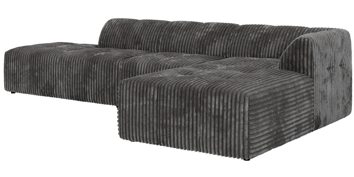 ROHOVÁ SEDAČKA GRIDA 3M L Šedá Manšestr - Pravá - šedá/černá, textil/plast (176/335cm) - MKS