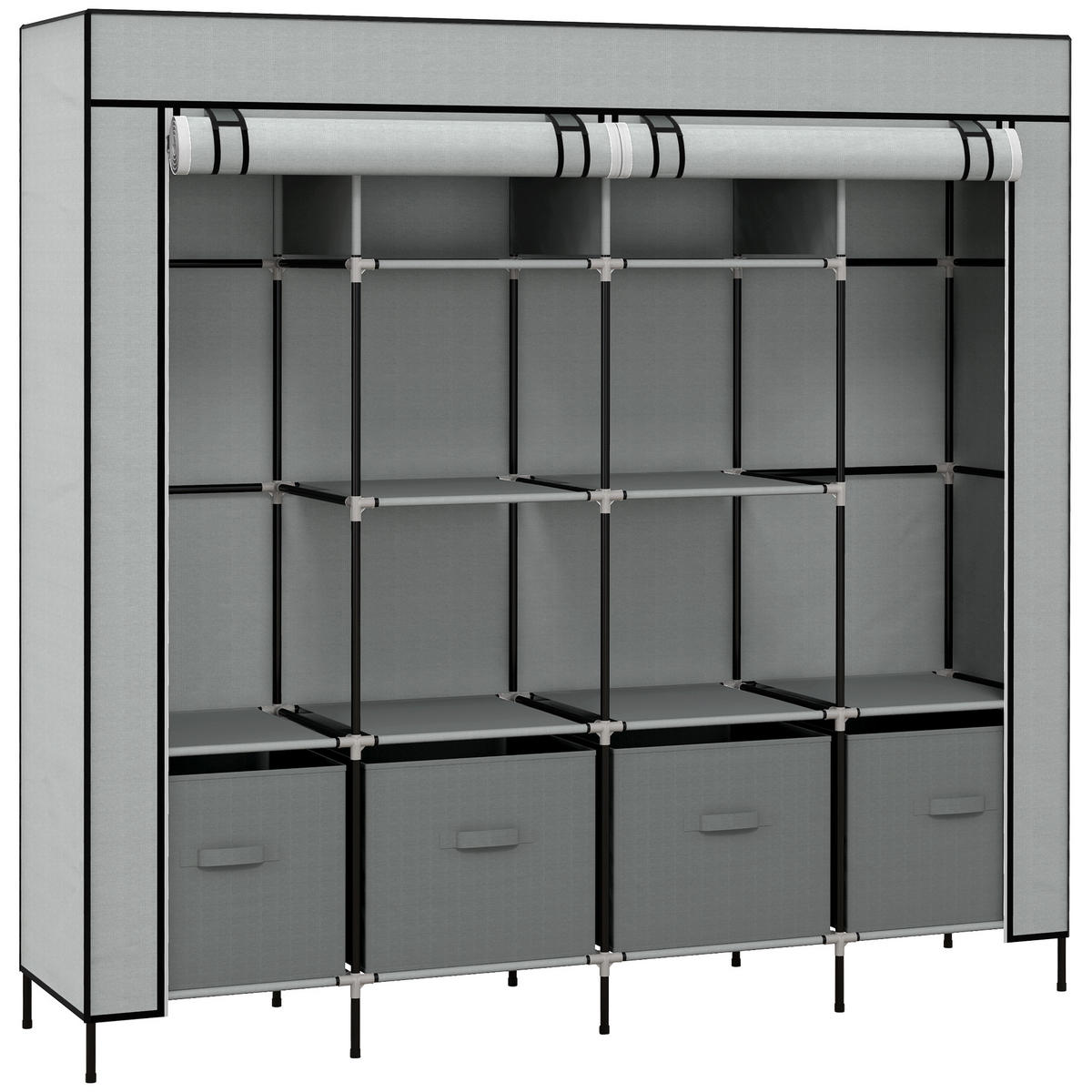 KLEIDERSCHRANK Dunkelgrau 42.5/166.0/169.5 cm - Dunkelgrau, Metall (166/169.5/42.5cm)