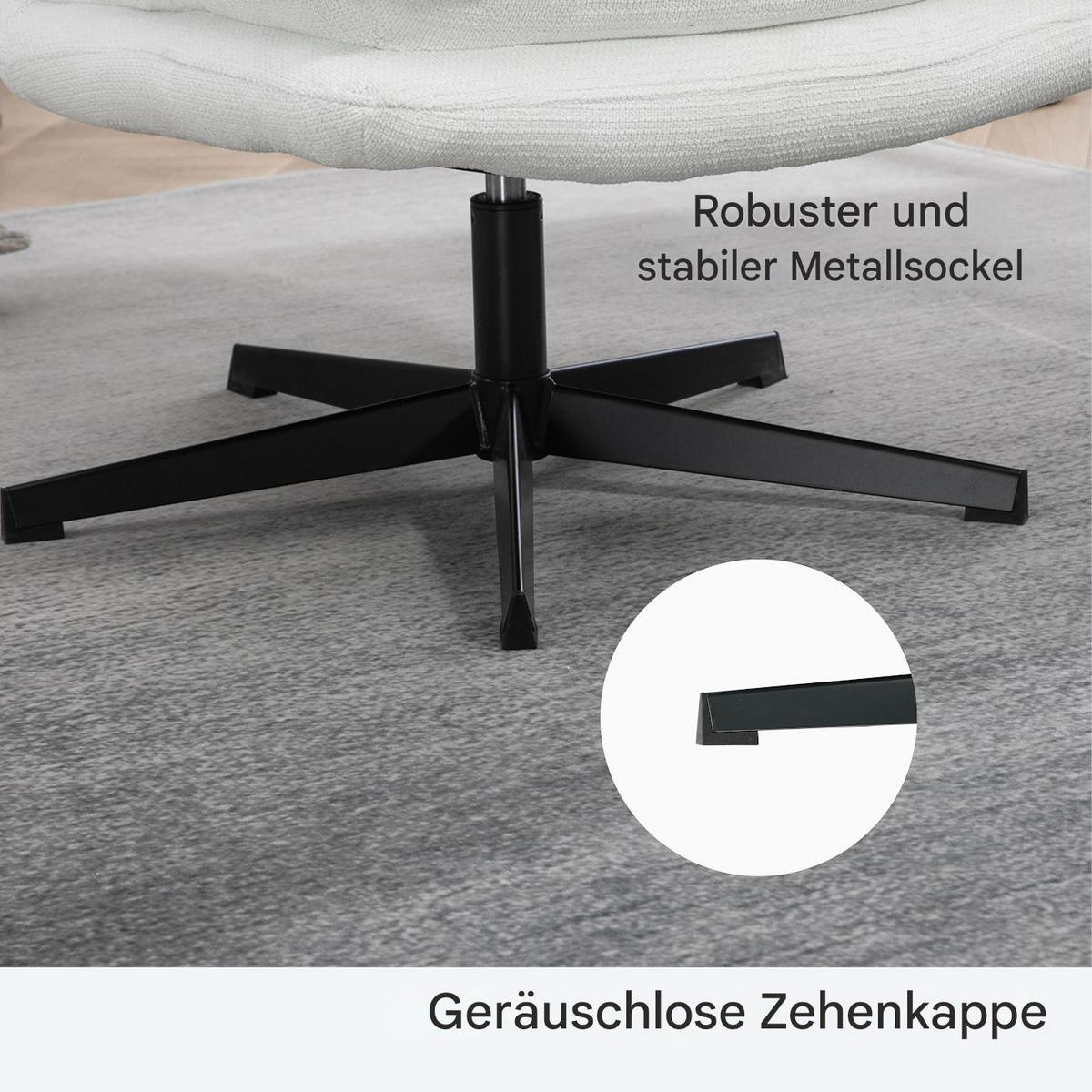 DREHSESSEL 360° Weiß, Gepolstert, Stoffbezug, Klappbare Rückenlehne - Weiß, Metall (65/85/79.5cm) - Meubles Cosy