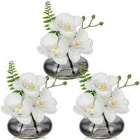 KUNSTBLUMEN 3er Set mit Glasvase Weiß - Weiß, Kunststoff (12cm)