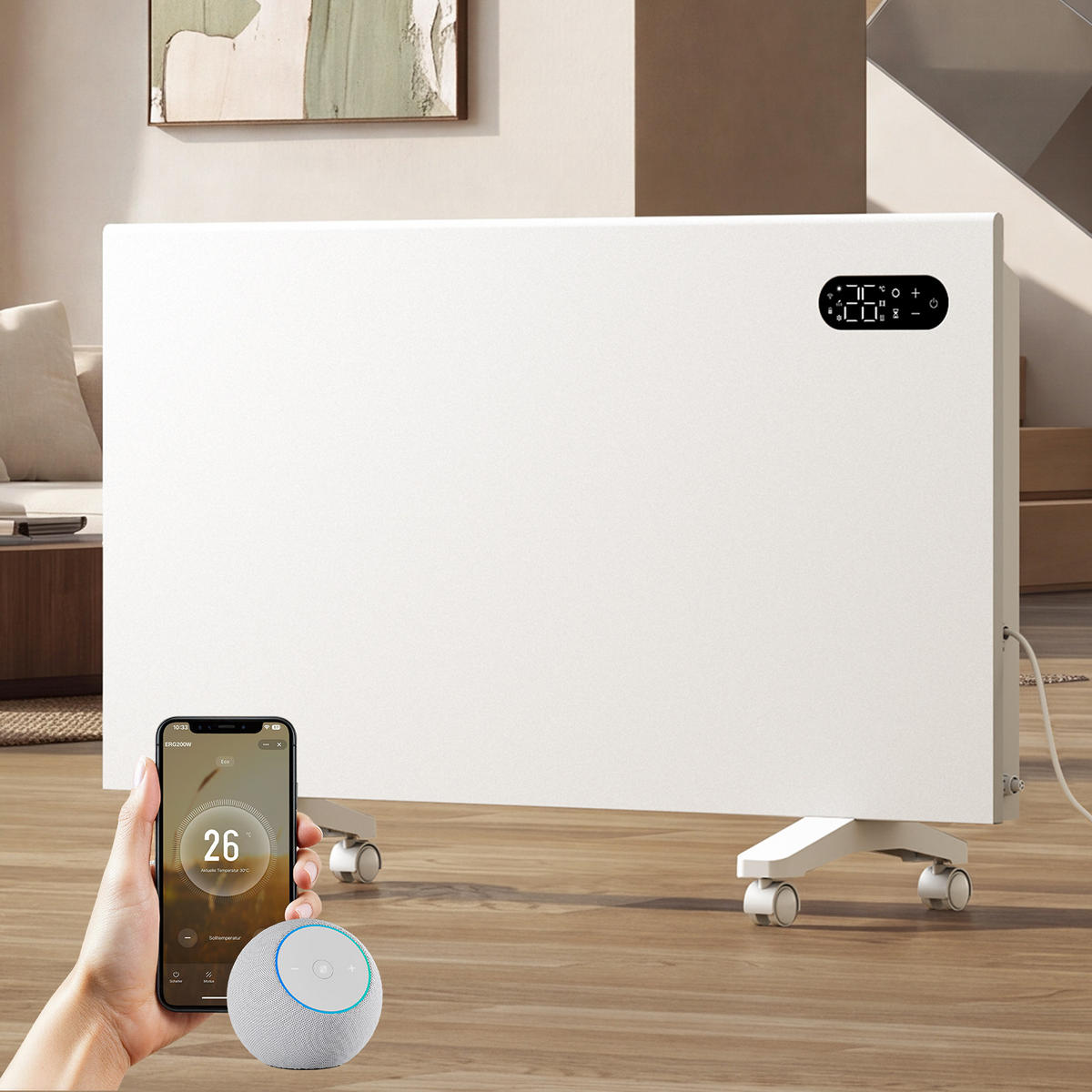 KONVEKTOR Elektrisch 83,5/45 cm - Weiß, Kunststoff (83.5/45/8.5cm) - EMKE