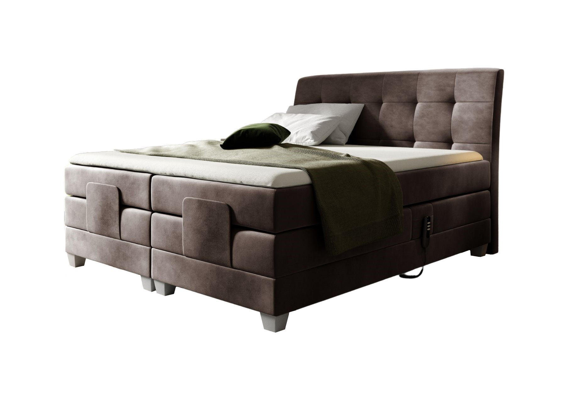 Meblini Boxspringbett Braun 180x200 cm