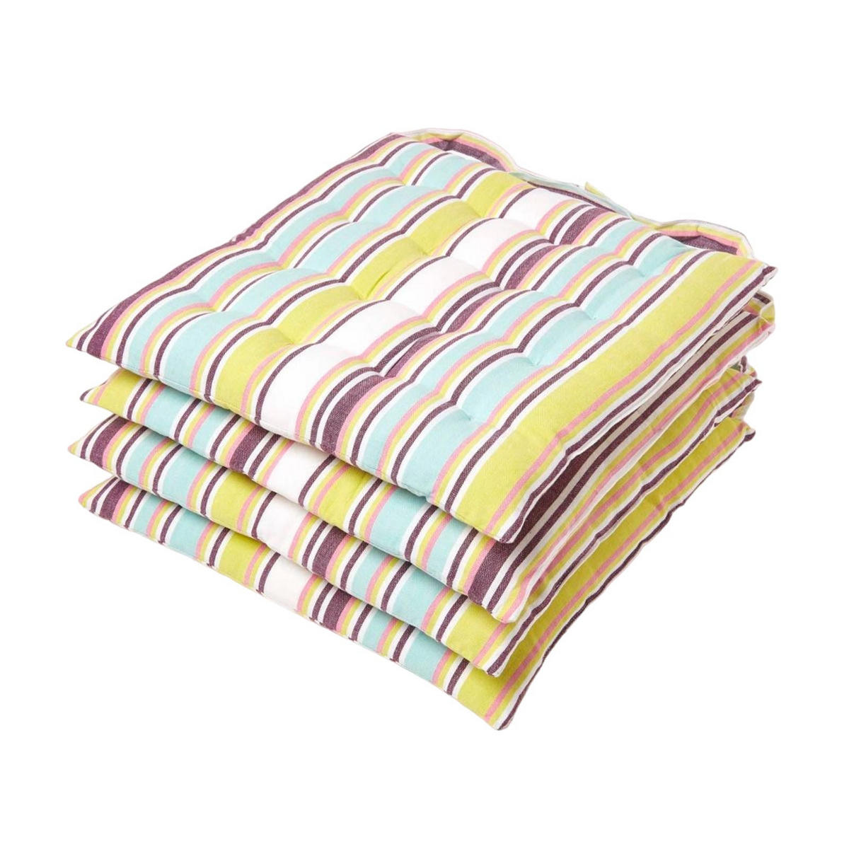 STUHLKISSEN 4er-Set, Osaka bunt gestreift 40/40/5 cm - Multicolor, Textil (40/40/5cm) - Homescapes