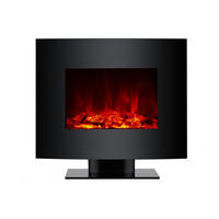 ELEKTROKAMIN Schwarz Bodenmodell mit integrierter Heizung 2000 W - Schwarz, Glas (66/52/16cm) - Purline