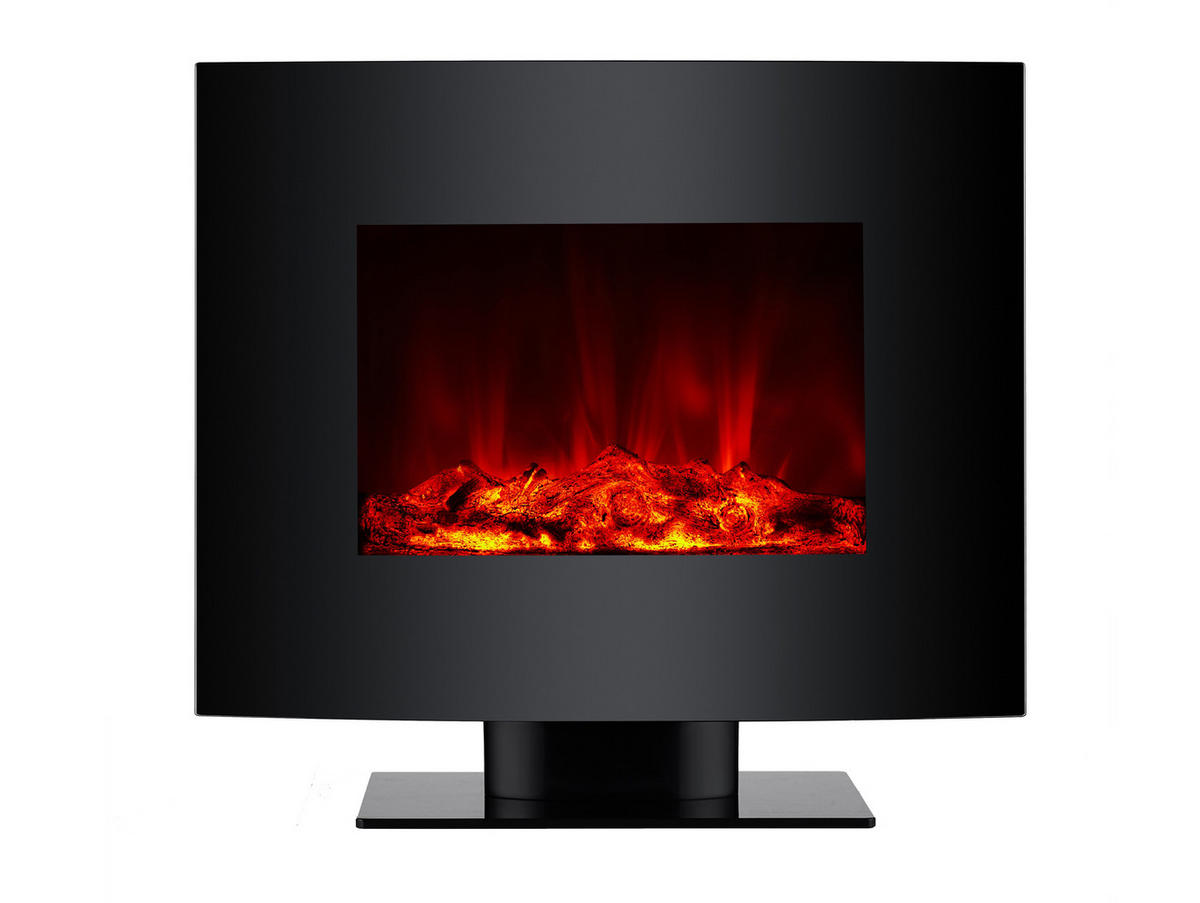 ELEKTROKAMIN Schwarz Bodenmodell mit integrierter Heizung 2000 W - Schwarz, Glas (66/52/16cm) - Purline