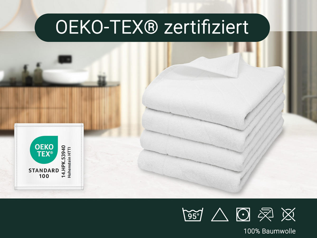 HANDTÜCHER, 4er-Set, 50x100 cm, 100% Baumwolle, Weiß - Weiß, Textil (50/100cm) - Zollner