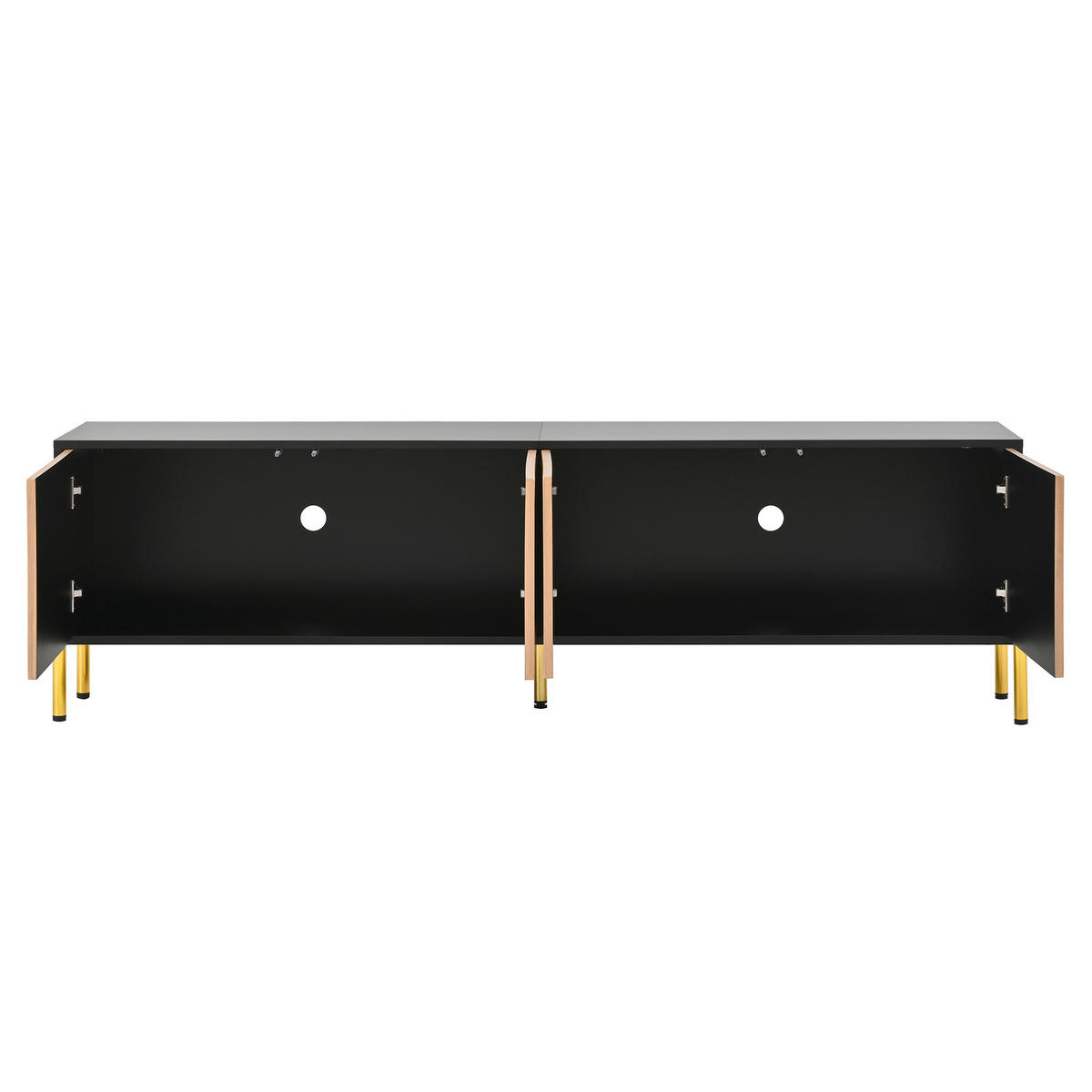 TV-ELEMENT 179/35/53.5 cm Schwarz mit 4 Türen - Schwarz, Holz (179/53.5/35cm) - Oxeza