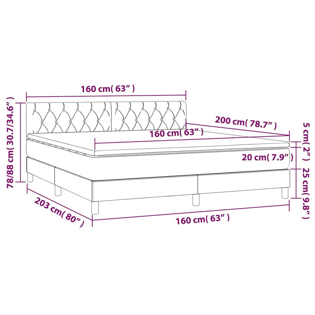 BOXSPRINGBETT 160/200 Cm Grün Samt - Grün, Textil (160/203cm) - vidaXL