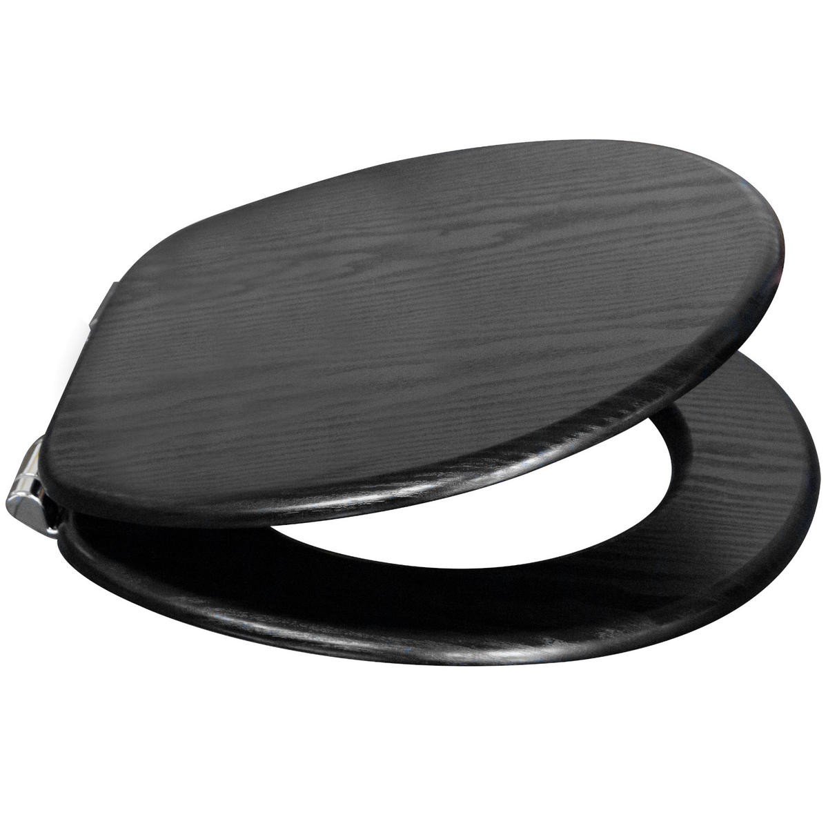 WC-SITZ Black Wood - Schwarz, Holzwerkstoff (38/6/47cm) - Sanilo