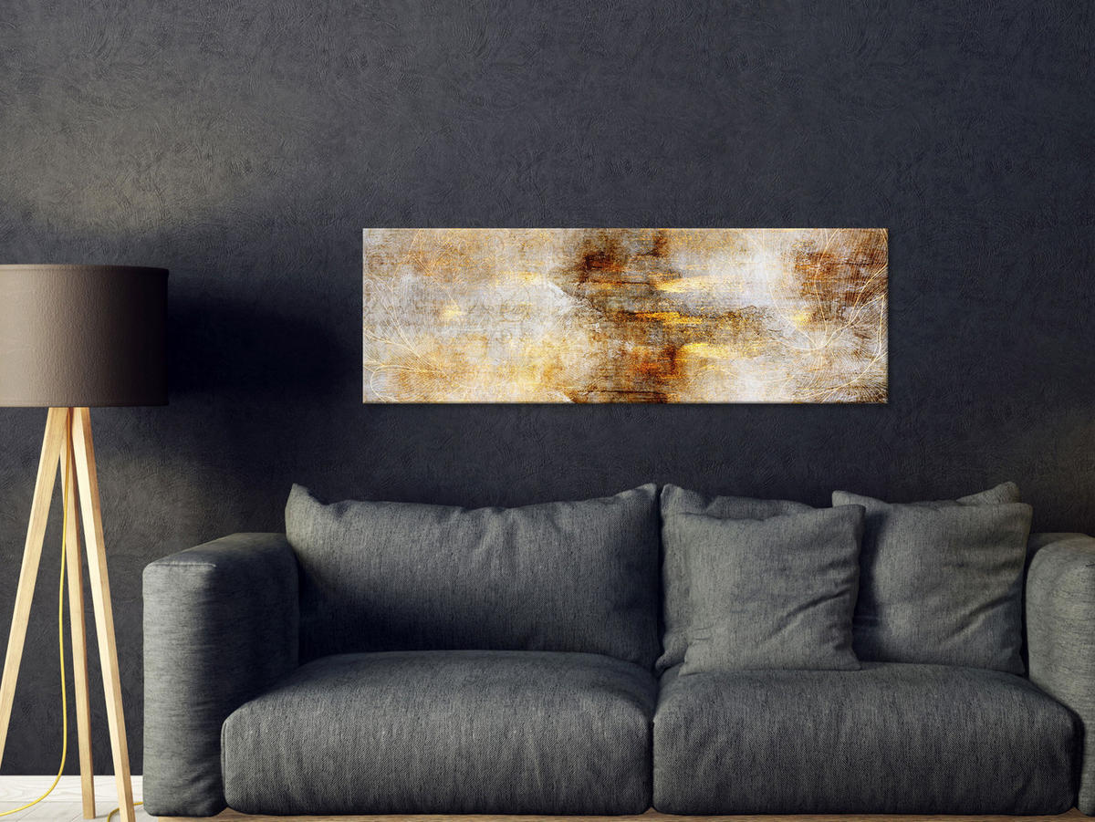 KUNSTDRUCK Gold 135/45 cm - Goldfarben/Grau, Textil (135/45cm) - KUNSTLOFT