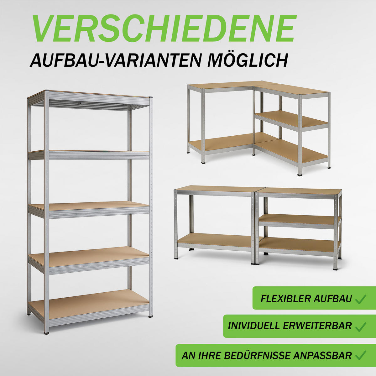 SCHWERLASTREGAL 180x40x90 cm - Silberfarben, Metall (90/180/40cm) - Bestlivings