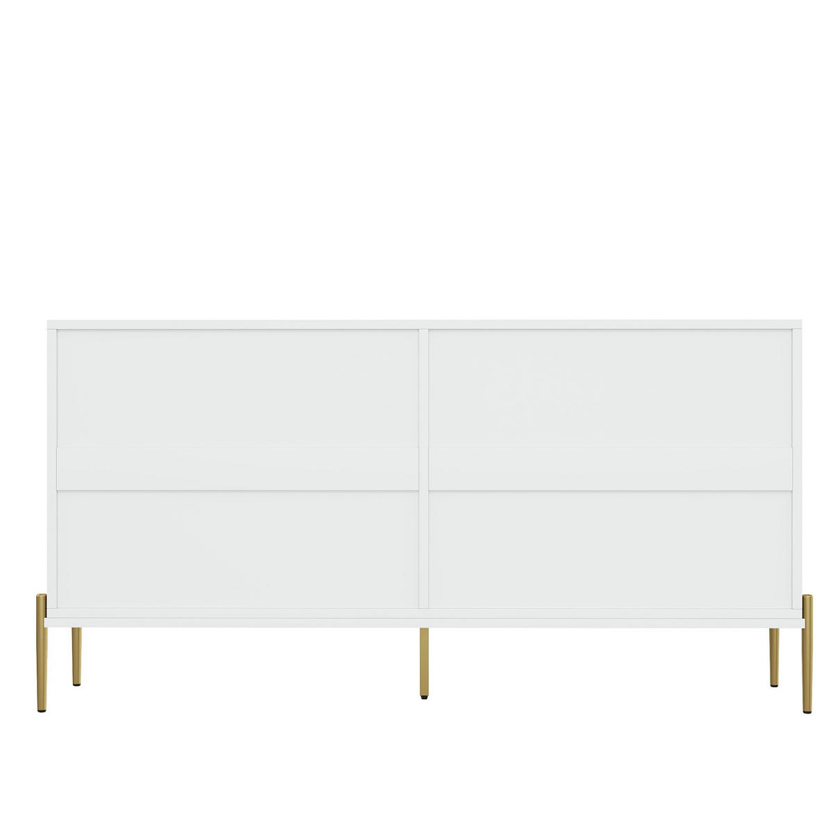 SIDEBOARD Weiß mit Goldbeinen & 4 Türen Geometrisches Design 162×80 cm - Weiß, Holzwerkstoff (162/80/40cm) - Urban Meuble