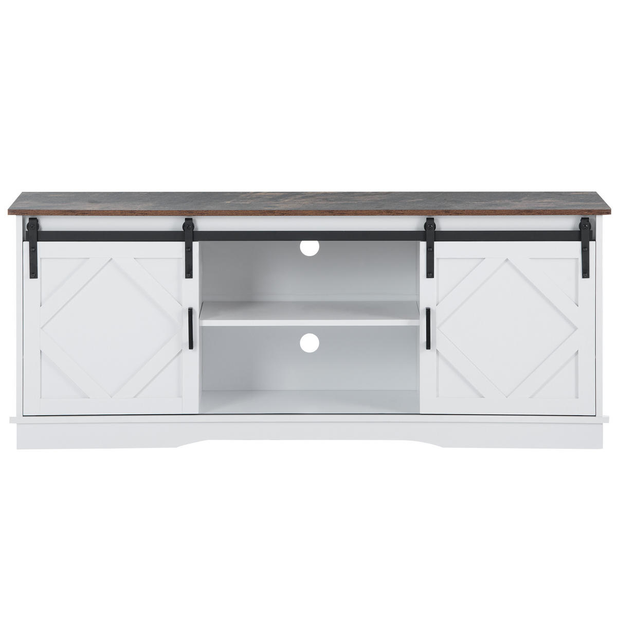 TV-LOWBOARD 150/40/60 cm braun/weiß aus Spanplatte mit Schiebetüren - Weiß, Holzwerkstoff (150/60/40cm) - OKWISH