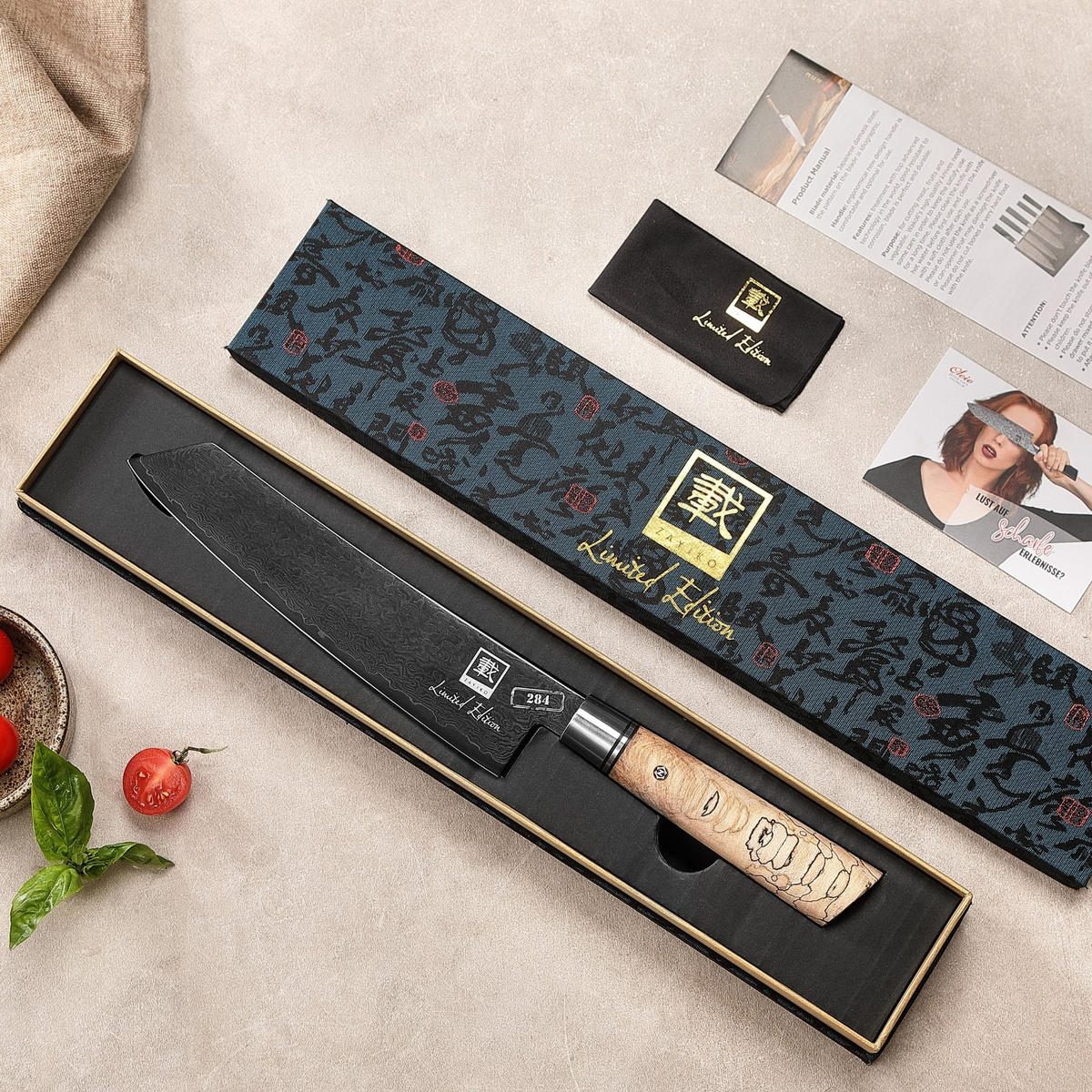 CHEFMESSER 21 cm - Schwarz, Holz/Metall (35cm) - Zayiko