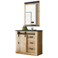GARDEROBE Flurmöbel Set 2-tlg. Used Wood Vintage, mit Schiebetür und Soft-Close - Anthrazit/Naturfarben, Holzwerkstoff/Metall (93/200/43cm) - Furn.Design