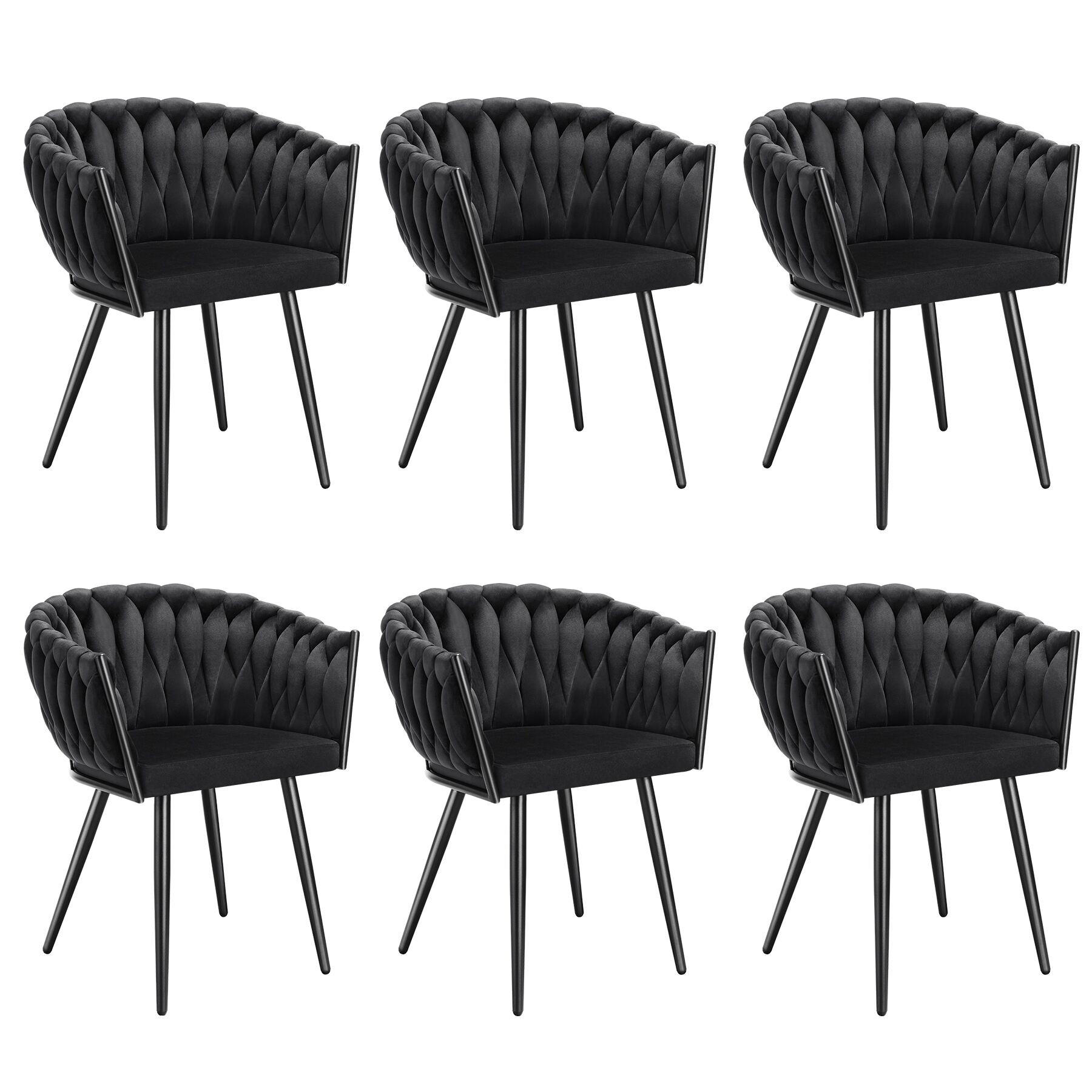 ESSZIMMERSTUHL 6er Set Astano 60 5 x 55 x 75 cm schwarz - Schwarz, Textil (60.5/75/55cm) - tectake