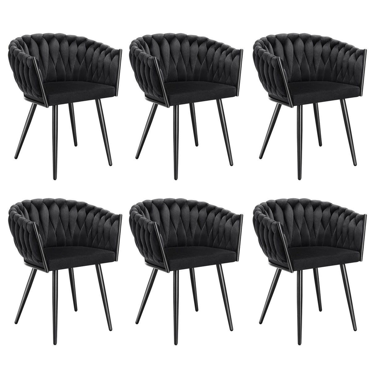 ESSZIMMERSTUHL 6er Set Astano 60 5 x 55 x 75 cm schwarz - Schwarz, Textil (60.5/75/55cm) - tectake
