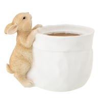 BLUMENTOPF KANINCHEN Weiß - Weiß, Glas/Naturmaterialien (15.5/18.5cm) - J-Line