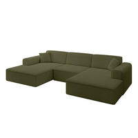 WOHNLANDSCHAFT IREA-U1-v3 - 303x171x79 cm Grün - Platinfarben, Holzwerkstoff/Textil (303/79/171cm) - ALTDECOR