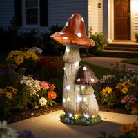 56CM MGO Solarbetriebene Gartenskulptur Pilz, mit LED-Beleuchtung Statuen für den Außenbereich Geschenkidee für Mama - Multicolor, Naturmaterialien (25/56/22.5cm) - Hometopia