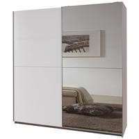 SCHWEBETÜRENSCHRANK Queen in Weiß 135 x 198 x 65 cm (BxHxT) – Kleiderschrank mit einer Spiegeltür - Weiß, Holzwerkstoff (80/200/120cm)