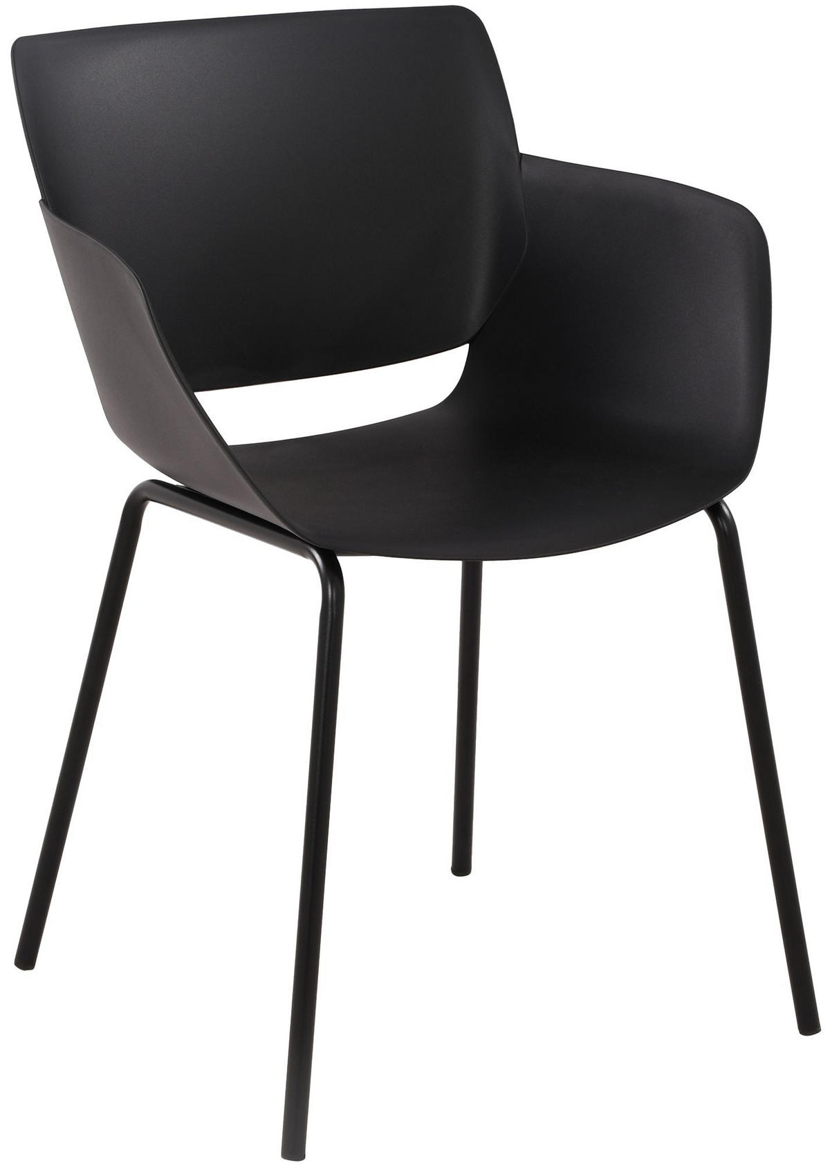 GARTENMÖBEL-SET Alma 4 Stühle 168x168x80cm Kunststoff Schwarz Balkonset - Schwarz, Kunststoff - DELUKE