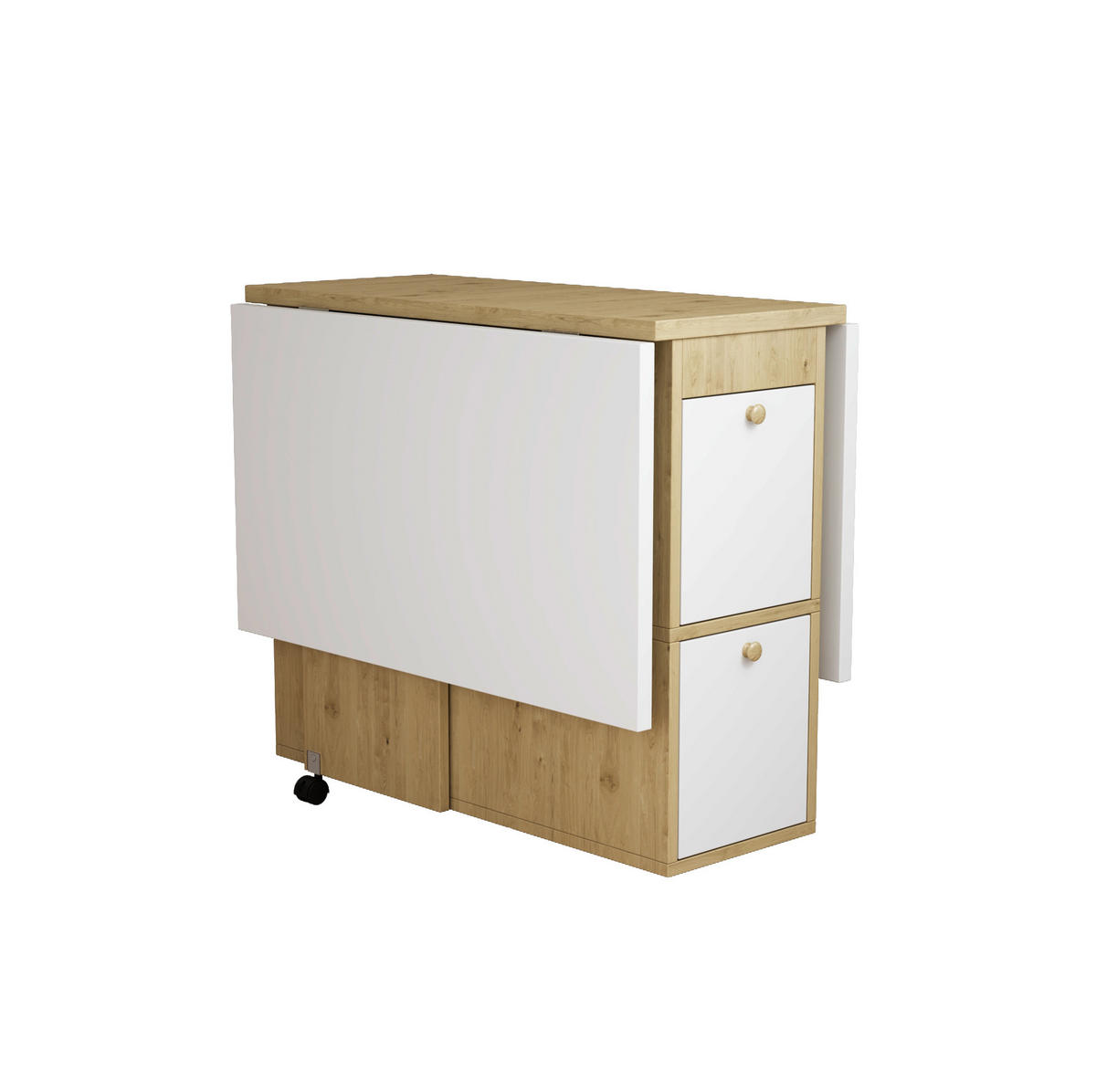 TISCHGRUPPE für 4 Personen klappbar und ausziehbar in Weiß/Eiche - Weiß, Holzwerkstoff (80/75/120cm) - BEAOK