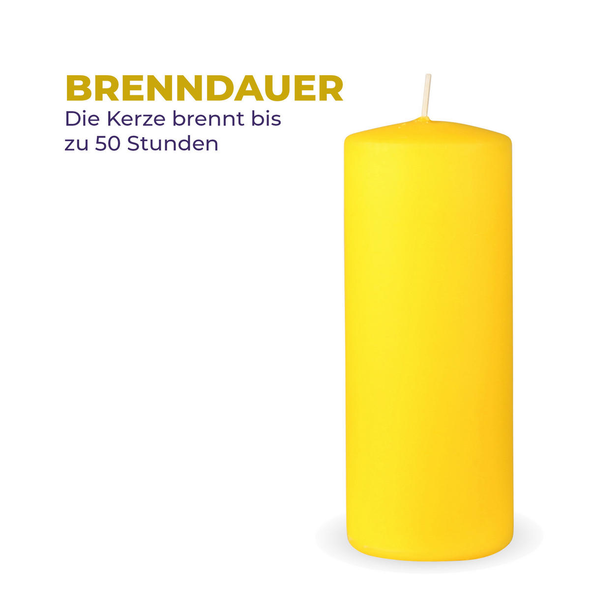 STUMPENKERZEN "Gelb", Größe Ø7cm x Höhe: 16 cm - Hellgelb, Naturmaterialien (7/16cm) - HS Candle