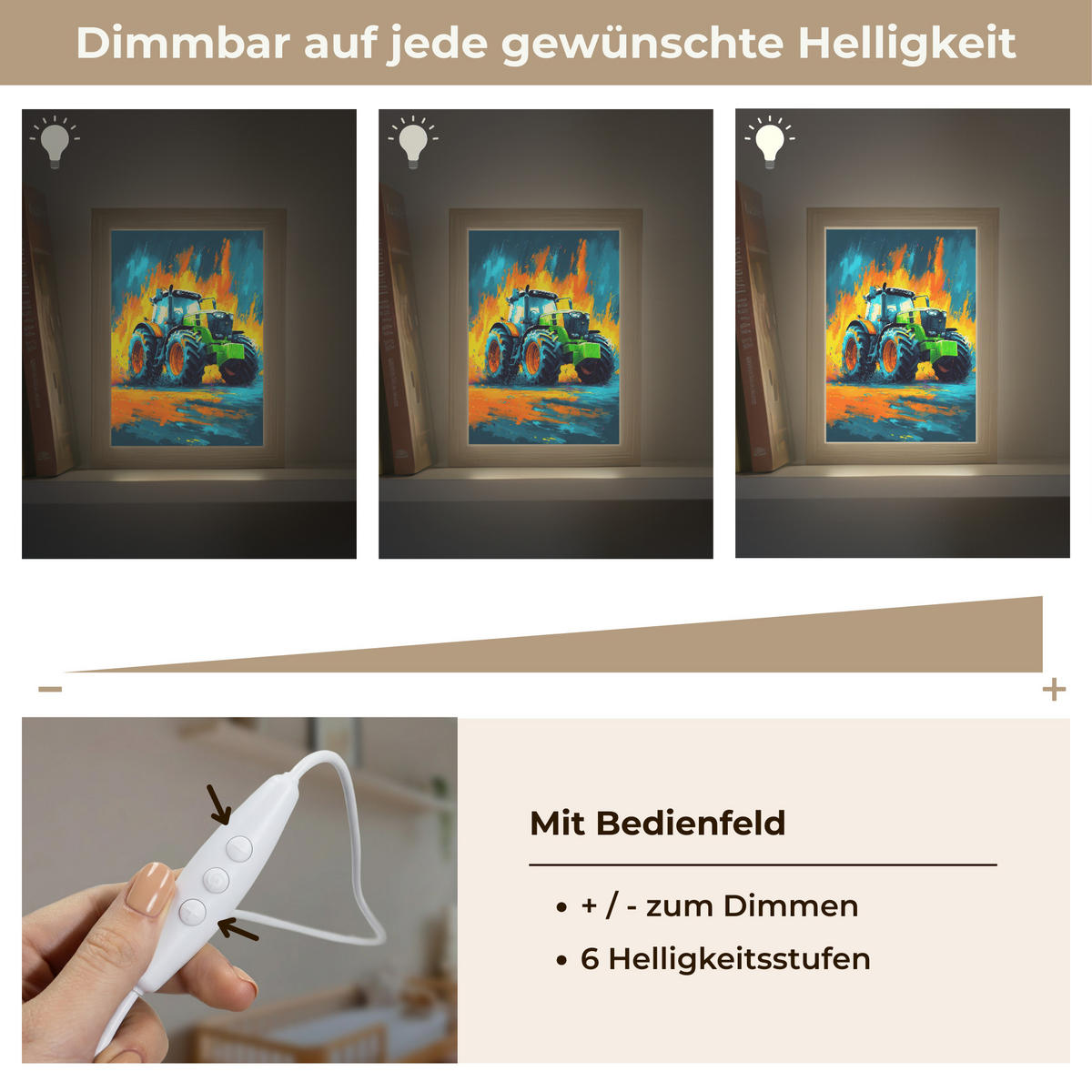 NACHTTISCHLAMPE Abstrakt - Traktor - Grün 15x20 cm - Dunkelblau, Holzwerkstoff (8/15/20cm) - OnlyWow