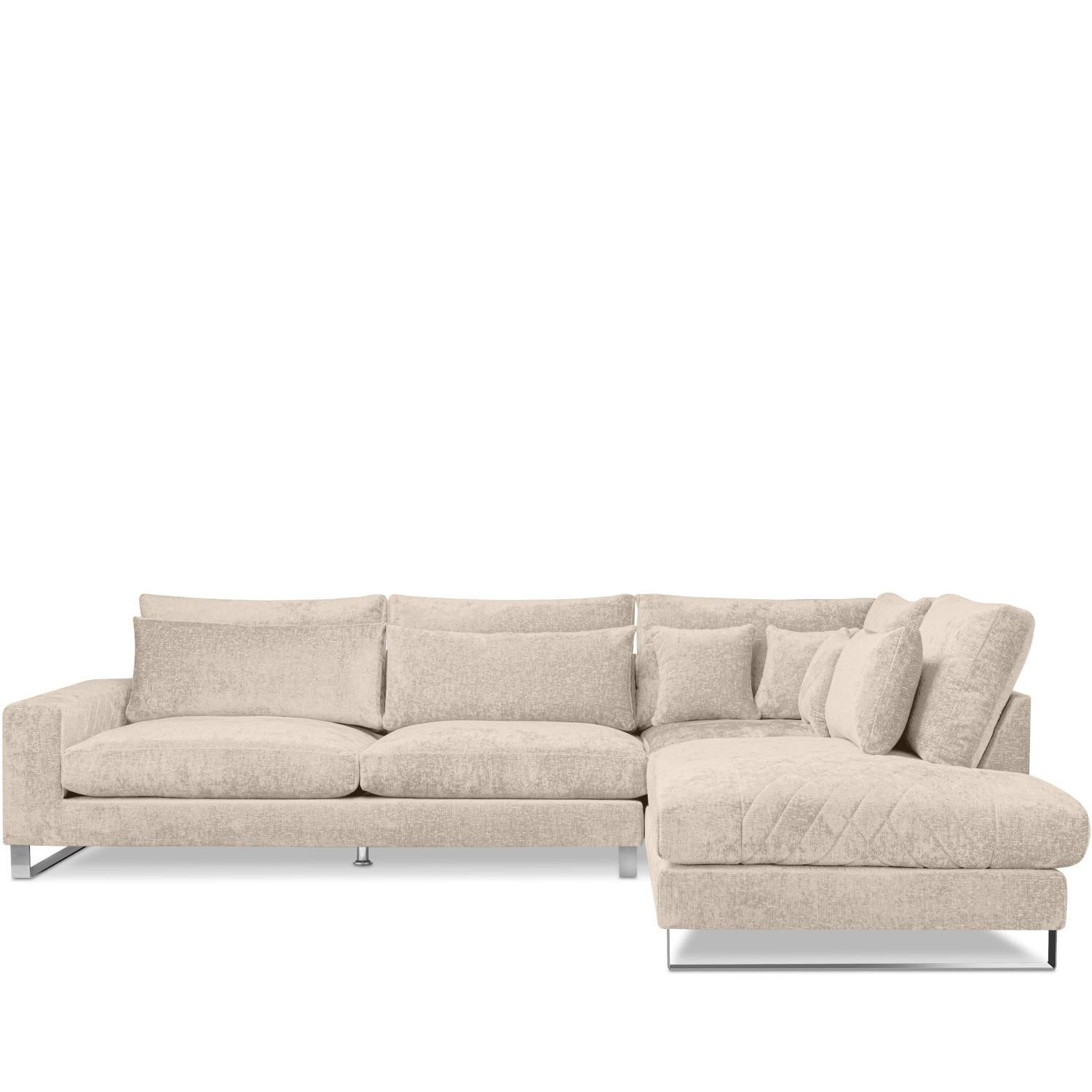 ECKSOFA RECHTS BRENTIS Chenille-Stoff, Creme - Creme, Textil (314/224cm) - KONSIMO®