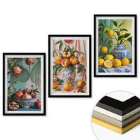 WANDBILDER 3er-Set - 40x60 cm Schwarzer Rahmen - Granatäpfel, Pfirsiche, Zitronen - Schwarz, Kunststoff (40/60cm) - ArtPrintCave