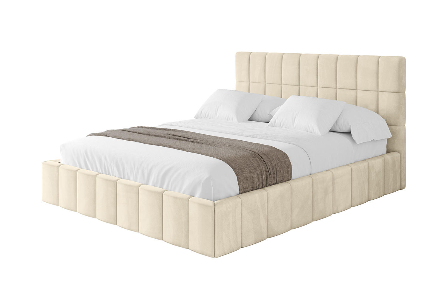 POLSTERBETT mit Bettkasten und Lattenrost, Boxbett ohne Matratze - AMEA 180x200 Beige - Ecru, Holzwerkstoff/Textil (180/200cm) - ALTDECOR