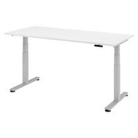 SCHREIBTISCH elektrisch XDSM 80/180/72 cm in Weiß/Silberfarben - Silberfarben/Weiß, Holzwerkstoff (80/180/72cm) - bümö