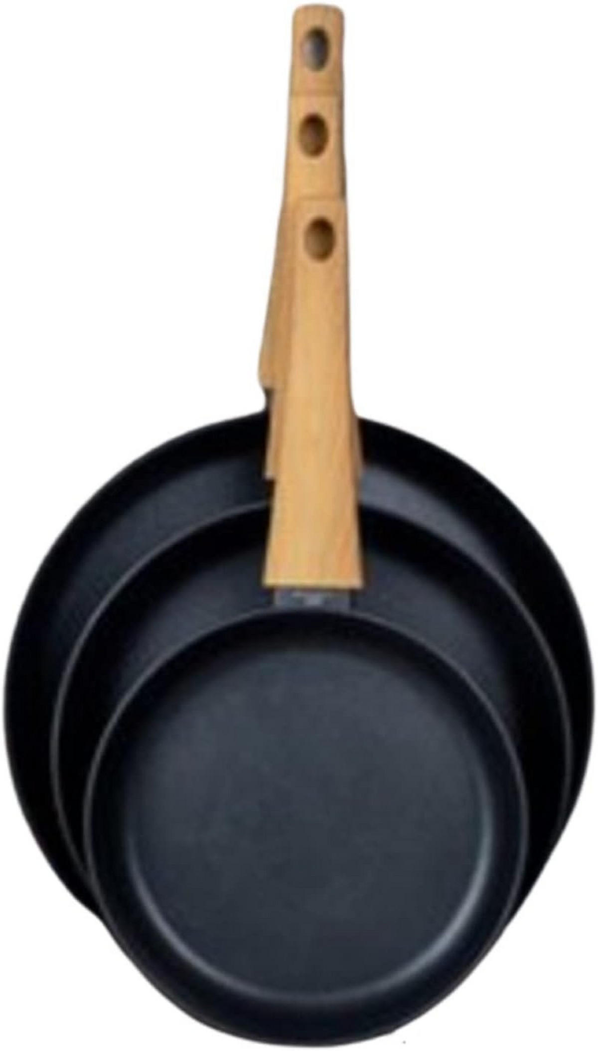 PFANNEN-SET Terra Schwarz Holzig 3-Teilig - Schwarz, Glas/Holz - Sabatier