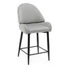 BARHOCKER BERGAMO gepolsterter mit Steppung - hellgrau - Samt Velour - Hellgrau/Schwarz, Textil/Metall (56/106/61cm) - NEW HOME