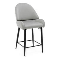 BARHOCKER BERGAMO gepolsterter mit Steppung - hellgrau - Samt Velour - Hellgrau/Schwarz, Textil/Metall (56/106/61cm) - NEW HOME