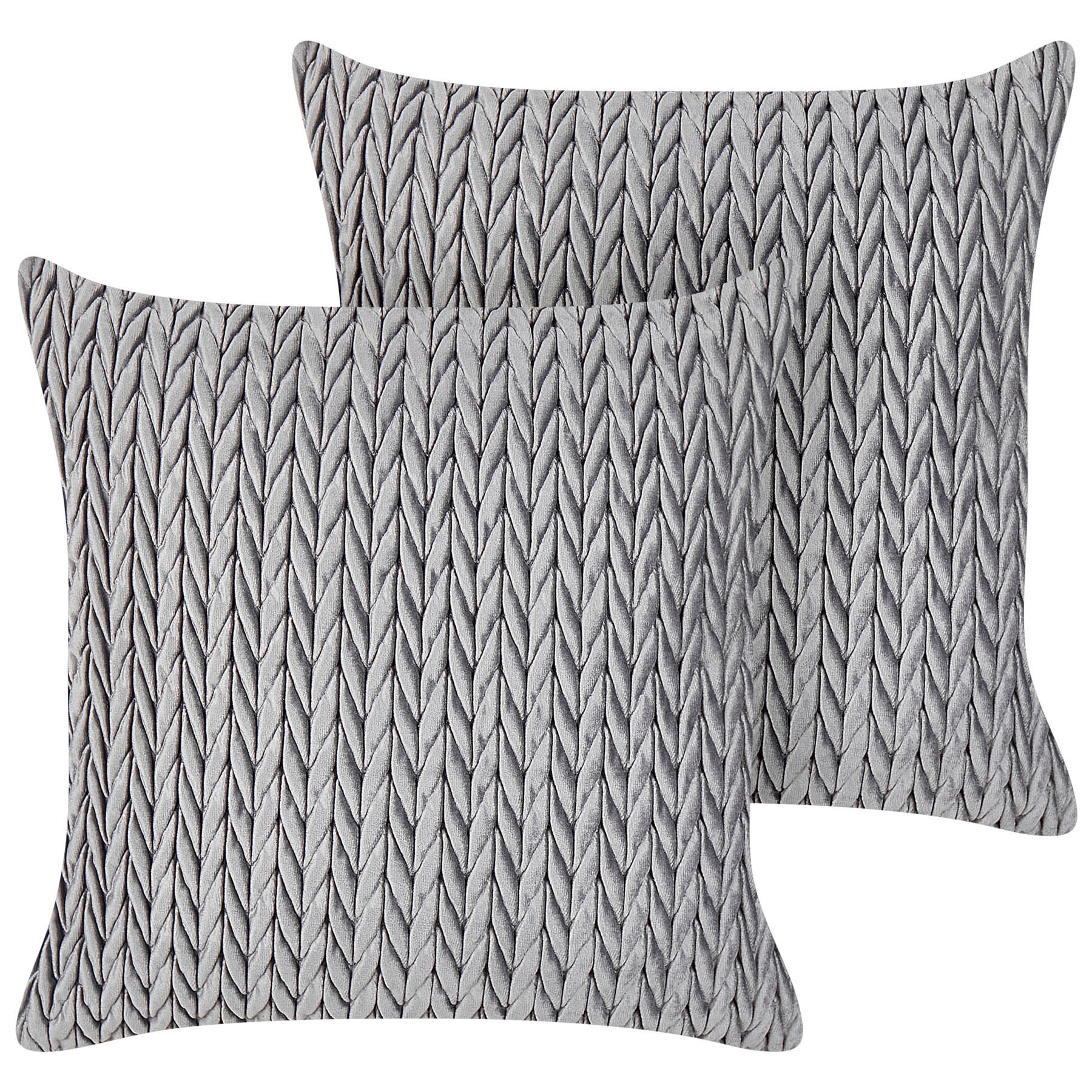 DEKOKISSEN 2er-Set Grau 45/45 cm Eclipta - Grau, Textil (45/45cm) - Beliani