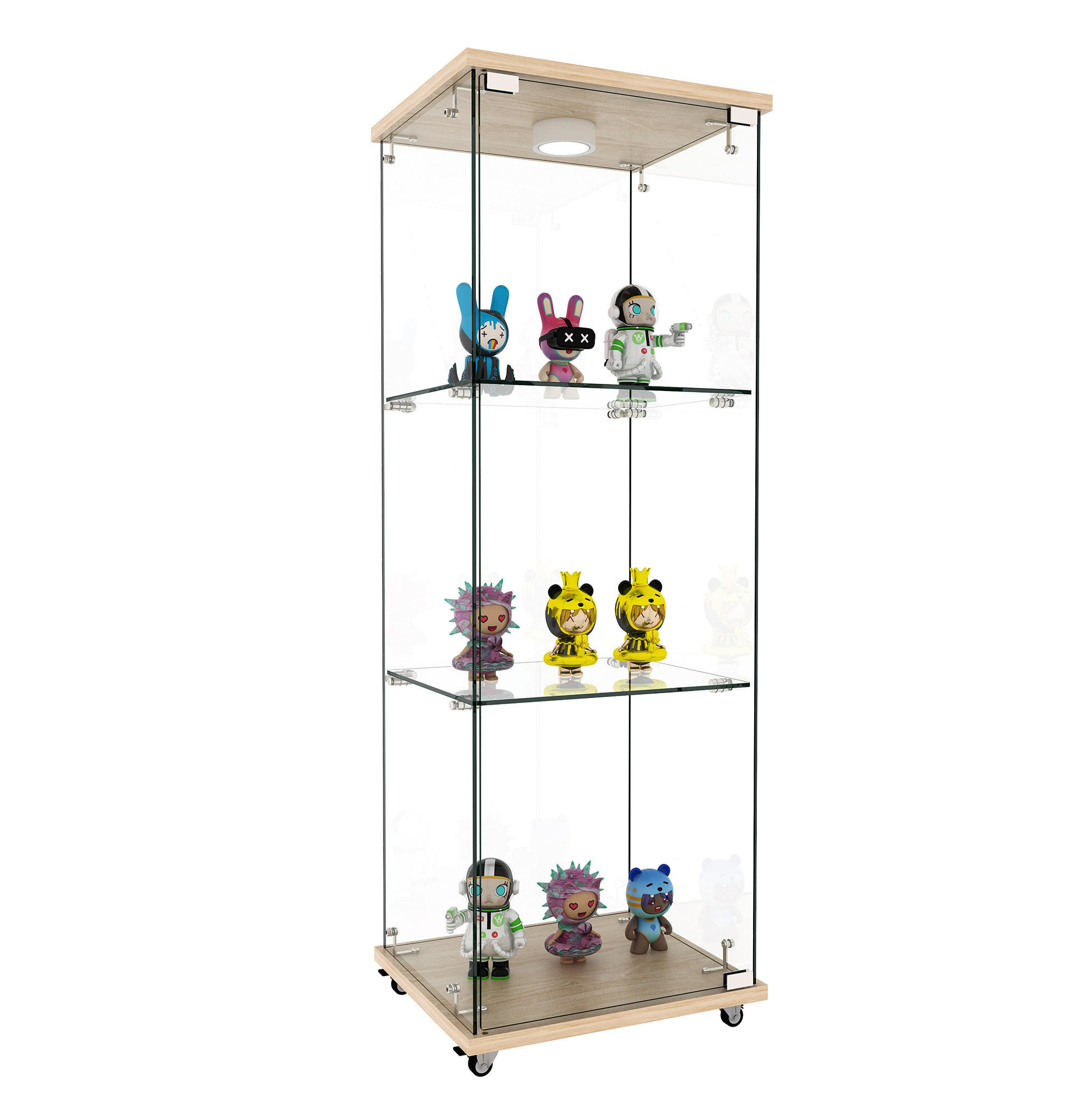 VITRINE 42,5/36,5/120 cm aus MDF und Glas mit LED-Beleuchtung Naturfarben - Naturfarben, Holzwerkstoff (42.5/120/36.5cm) - Modenvie