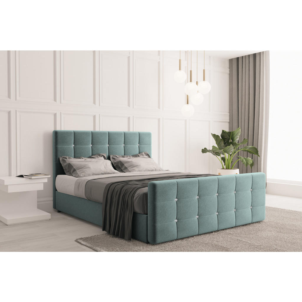 Thumbnail - Kaiser Möbel Boxbett, Mintgrün, Textil, Kiefer, 2-Schicht, 2 Schubladen, H3, Höhe ca. 20 cm, Füllung: Kaltschaum, einzel...