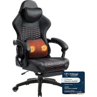 GAMING-STUHL & hoher Rückenlehne, Massagefunktion PU-Leder - Schwarz, Leder (61/117/61cm)