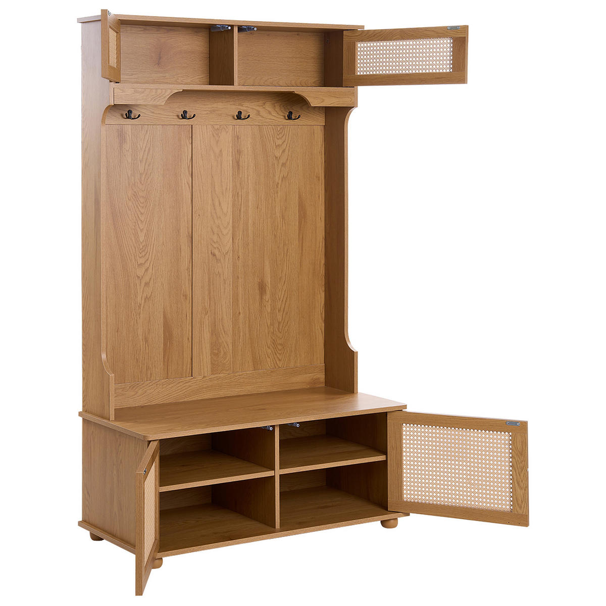 ORGANIZATOR ZA ČEVLJE s stojalom za oblačila svetlo rjava Buchanan - svetlo rjava/rjava, leseni material (100/170/47cm) - Beliani